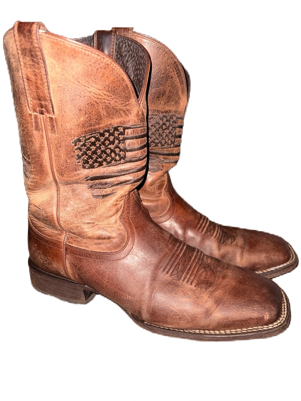 Ariat Patriot 11.5EE Leather Western Cowboy Boots USA Flag Wide Square Toe VGUC